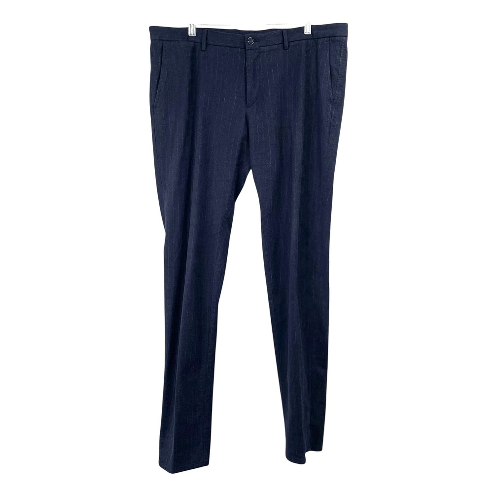 Massimo Dutti striped slim cotton dress pants‎ Size 38 navy blue